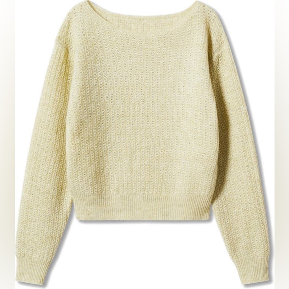 Mango Open Stitch Boat Neck Sweater